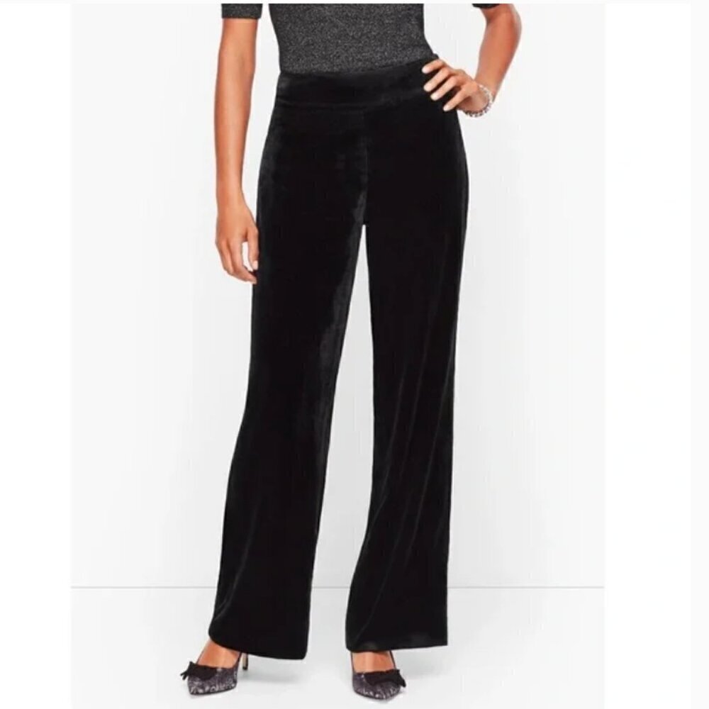 Talbots Luxe Velour Super Soft Wide Leg Pants, Medium